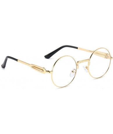 Oversized Unisex Glasses - UV400 Protection Round Vintage Steampunk Sunglasses - Black Frame Red Lens - CF190EZL52Y $18.34