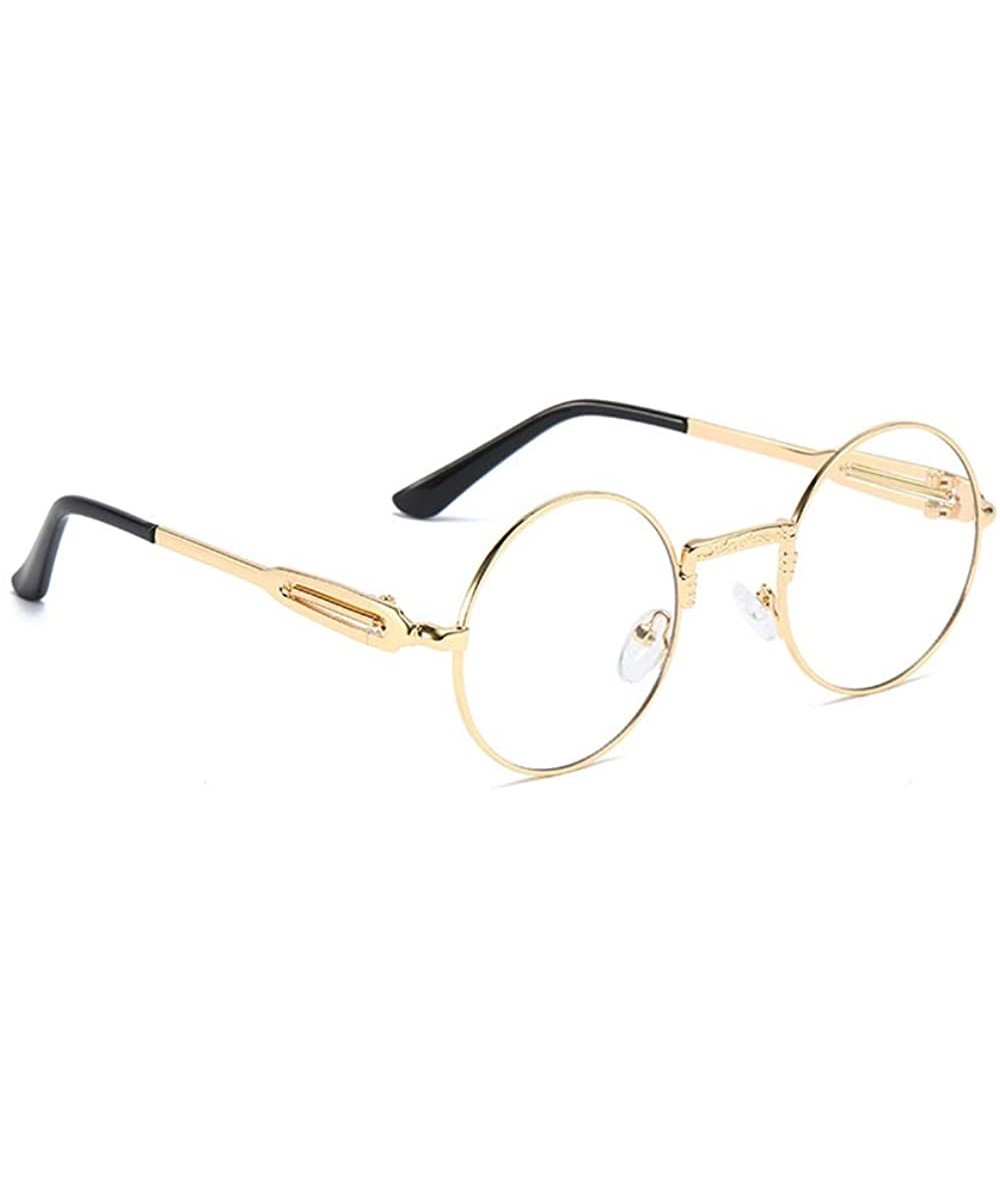 Oversized Unisex Glasses - UV400 Protection Round Vintage Steampunk Sunglasses - Black Frame Red Lens - CF190EZL52Y $18.34