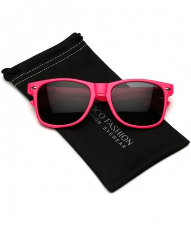 Wayfarer Iconic Horn Rimmed Classic Sunglasses - Bright Neon Colors - Pink - CR12NTEH2XN $20.08