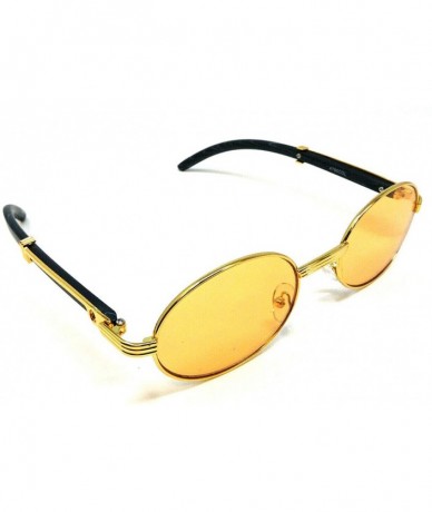 Oval Galant Luxury Oval Metal & Wood Sunglasses - Gold & Black Wood - CN197GKSO3Q $10.89