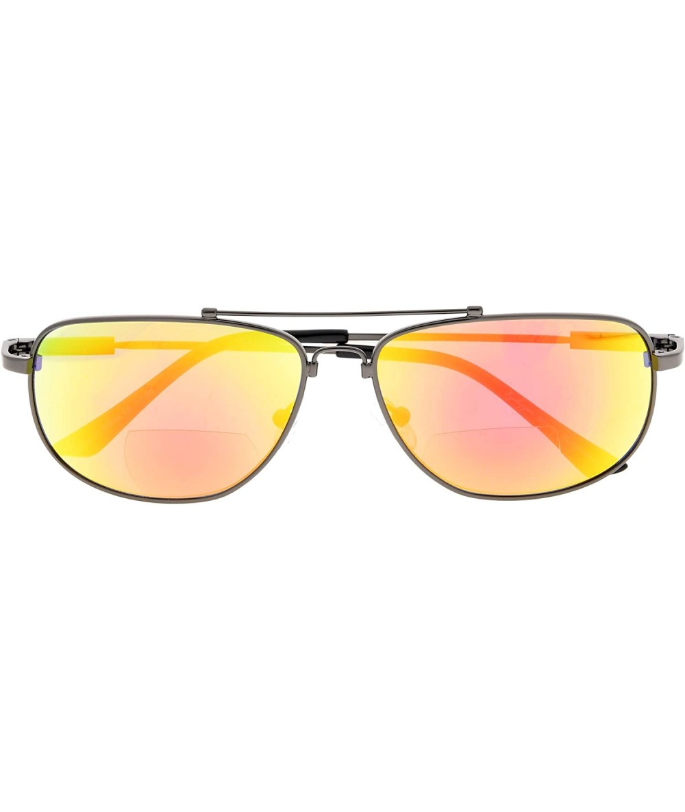Wayfarer Memory Bifocal Sunglasses Flexible SUNSHINE READERS For Men And Women - Red-mirror - CT18N9QW0QY $15.54