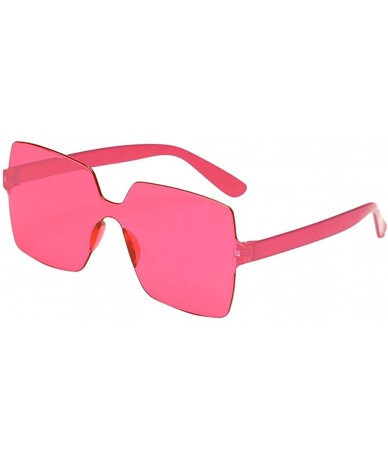 Square Oversized Square Candy Colors Glasses Rimless Frame Unisex Sunglasses - E - C8195NHR64T $8.90