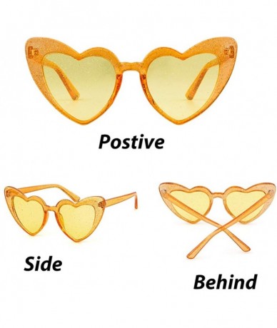 Goggle Heart Sunglasses Clout Goggles Vintage Women Cat Eye Retro Mod Style Oversized Sun Glasses - Light Orange - CQ1928L5I2...
