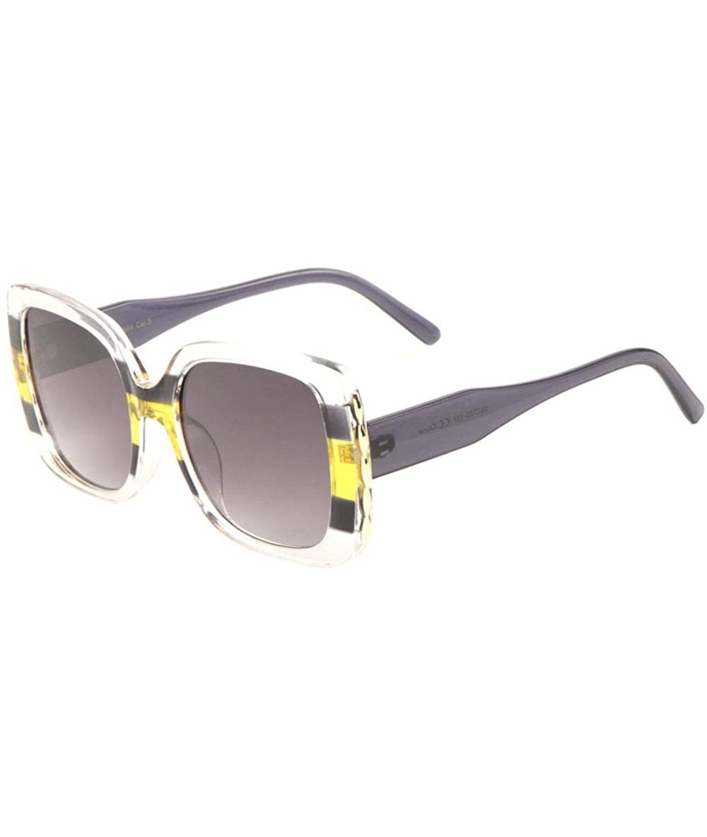 Butterfly Three Color Line Crystal Square Butterfly Sunglasses - Black - C41983ISRS2 $17.86
