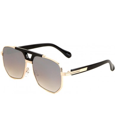 Aviator Flat Rim Geometric Aviator Sunglasses - Smoke - CR197452UX2 $30.39