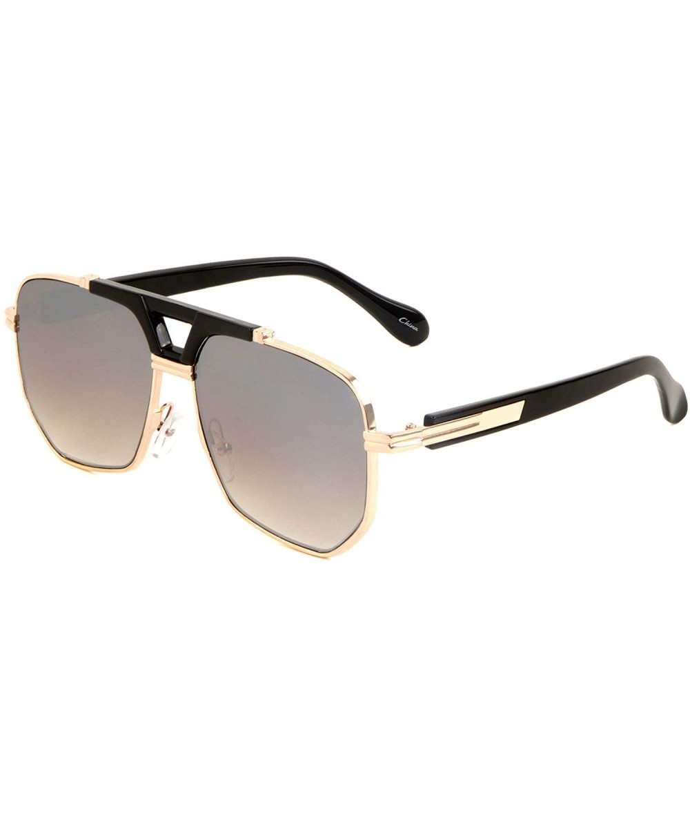 Aviator Flat Rim Geometric Aviator Sunglasses - Smoke - CR197452UX2 $16.57