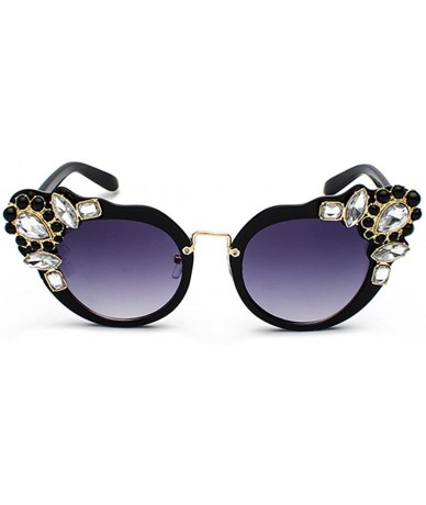 Semi-rimless Ms. Oversized Frame Retro Cat Eye Sunglasses Fashion Design - Black Ash - C918EQE9NMK $24.89