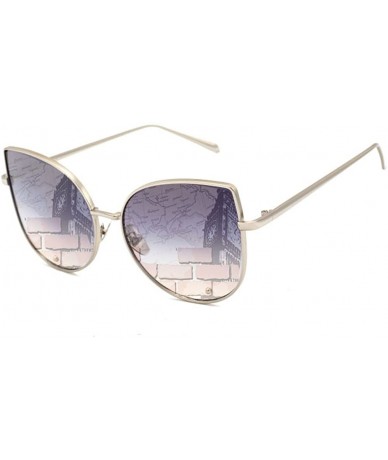Cat Eye Sale Day Deals Sale Offers-Cat Eye Mirrored Flat Lenses Women Sunglasses - Grey - CW18ECXERDZ $25.28