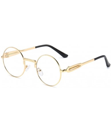 Oversized Unisex Glasses - UV400 Protection Round Vintage Steampunk Sunglasses - Black Frame Red Lens - CF190EZL52Y $20.58