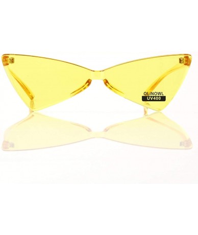 Goggle Triangle Rimless Sunglasses One Piece Colored Transparent Sunglasses For Women and Men - Yellow - CK18LAOKEMC $9.35