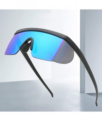 Sport Wrap Around Sport Sunglasses for men women Semi Rimless Lens Retro Super Shield Rainbow Mirrored Lens sunglasses - CG19...