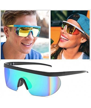 Sport Wrap Around Sport Sunglasses for men women Semi Rimless Lens Retro Super Shield Rainbow Mirrored Lens sunglasses - CG19...