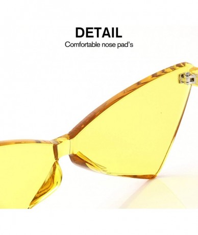 Goggle Triangle Rimless Sunglasses One Piece Colored Transparent Sunglasses For Women and Men - Yellow - CK18LAOKEMC $17.20