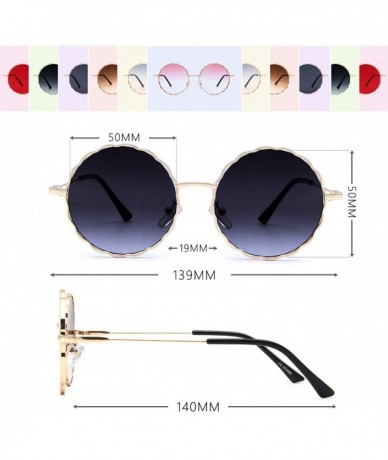 Rectangular Round Hippie Metal Sunglasses for Women Man Retro Vintage Wave-shaped Sun Glasses - Grey Metal - C118SCQ3QHT $9.88