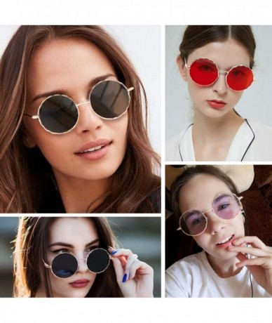 Rectangular Round Hippie Metal Sunglasses for Women Man Retro Vintage Wave-shaped Sun Glasses - Grey Metal - C118SCQ3QHT $9.88