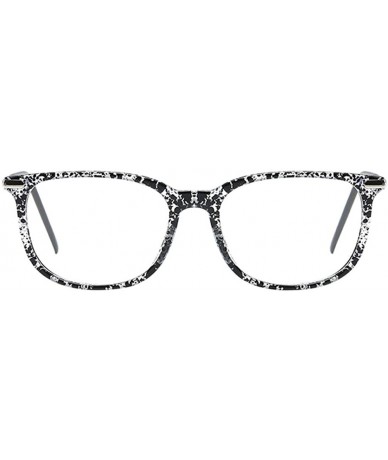 Square Women Retro Square Frame Eyeglasse Metal Temple Horn Rimmed Clear Lens - Some Ink - CM18KO2EU2Q $21.82
