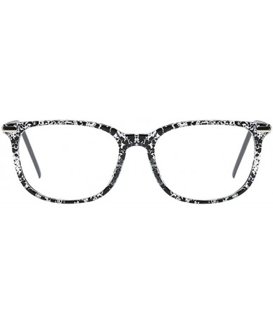 Square Women Retro Square Frame Eyeglasse Metal Temple Horn Rimmed Clear Lens - Some Ink - CM18KO2EU2Q $11.44