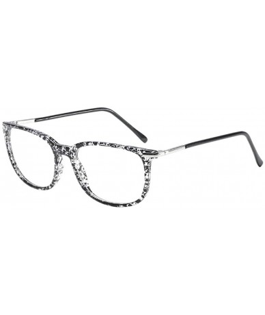 Square Women Retro Square Frame Eyeglasse Metal Temple Horn Rimmed Clear Lens - Some Ink - CM18KO2EU2Q $11.44