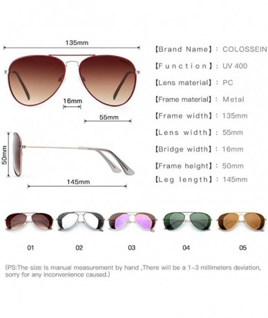 Oversized Sunglasses Women Pilot Unisex Coating UV400 Men Metal Eyewear Gradient Yellow - Green - C418YLZDCTK $12.28