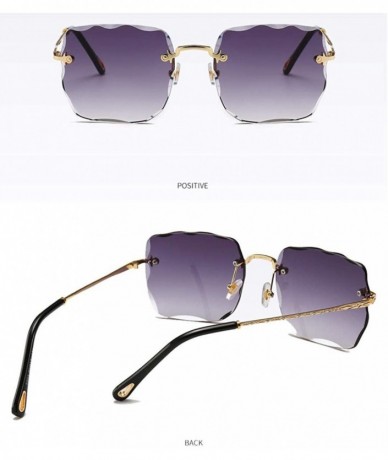 Oversized Sunglasses Mens Womens Rimless Rectangular Eyewear Retro Oversized Fashion Glasses Diamond Cut - Black - CF198Q49XG...