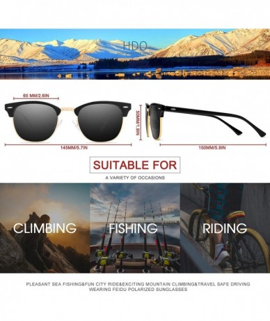 Oversized Retro Polarized Mens Sunglasses for Men Half Metal Women FD3030 - 2-black-bright - CZ18CXG84DI $9.92