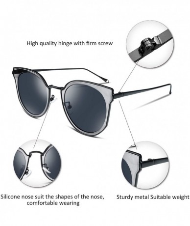 Cat Eye Fashion Cateye Sunglasses Women Cat eye Ladies Sun glasses UV400 Metal Frame B2256 - Black - CO18SR68WZX $10.95