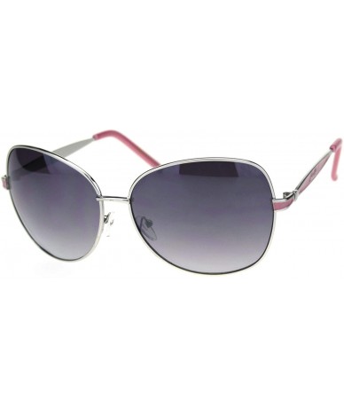 Butterfly Giselle Womens Metal Rim Designer Fashion Butterfly Sunglasses - Silver Pink Smoke - CG18RRSMH2N $16.62