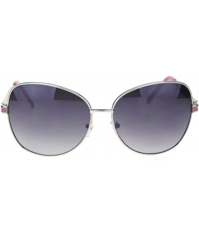 Butterfly Giselle Womens Metal Rim Designer Fashion Butterfly Sunglasses - Silver Pink Smoke - CG18RRSMH2N $8.86
