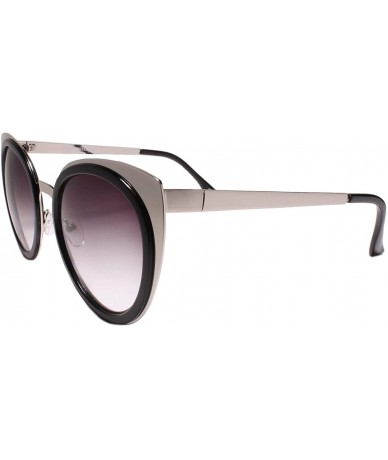 Cat Eye Classy Gorgeous Elegant Fancy Upscale Womens Cat Eye Sunglasses - Black / Silver - C2199EQHR07 $15.28