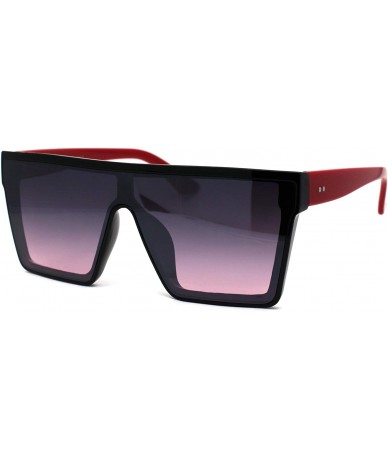 Shield Womens Flat Top Shield Mafia Boyfriend Sunglasses - Black Red Black Pink - CN196WUYU0S $12.48