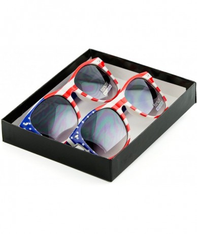 Wayfarer Men Women Sunglasses Pop Color Frame Mirror Lens Gift Box Set - Usa Flag (Dark Lens) - CS11J7ZEOBH $18.90