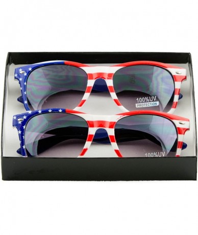 Wayfarer Men Women Sunglasses Pop Color Frame Mirror Lens Gift Box Set - Usa Flag (Dark Lens) - CS11J7ZEOBH $8.28