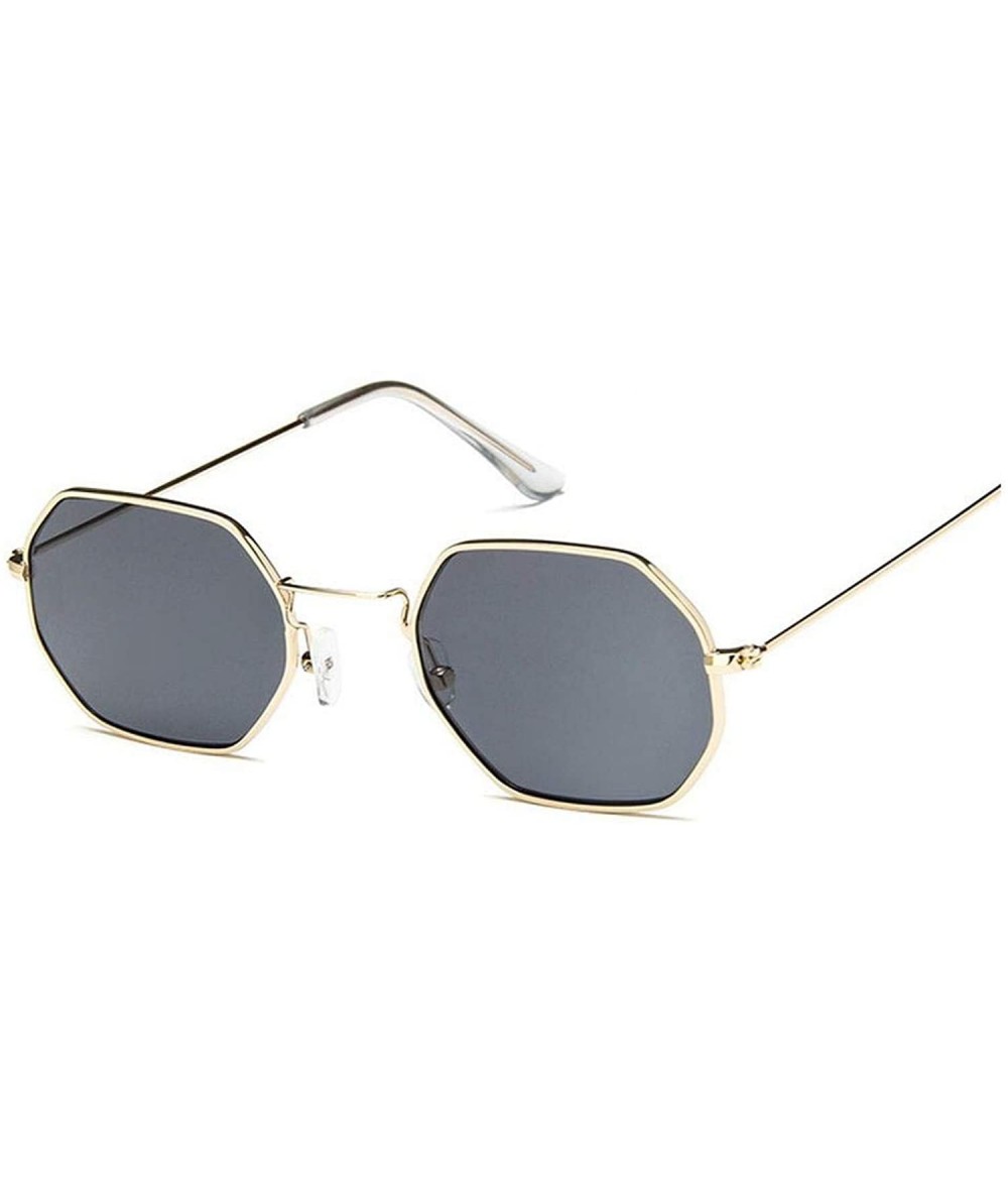 Square 2019 Square Sunglasses Women Retro Fashion Rose Gold Sun Glasses Female Brand Transparent Ladies - Gold Gray - C119859...