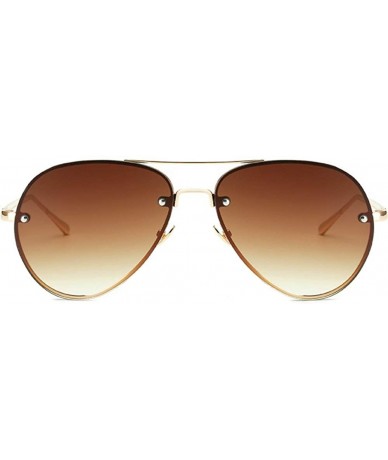 Oversized Oversized Aviator Sunglasses Vintage Retro Gold Metal Frame Colorful Lenses 62mm - Brown- 62mm - C417YHY0WHT $29.18