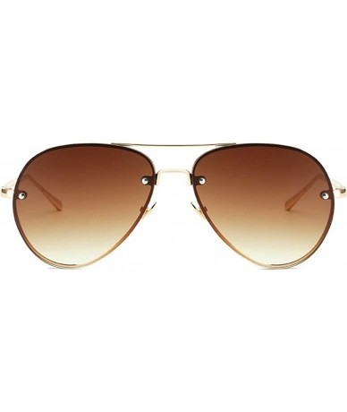 Oversized Oversized Aviator Sunglasses Vintage Retro Gold Metal Frame Colorful Lenses 62mm - Brown- 62mm - C417YHY0WHT $10.67