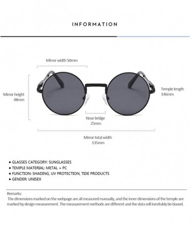 Oversized Unisex Glasses - UV400 Protection Round Vintage Steampunk Sunglasses - Black Frame Red Lens - CF190EZL52Y $20.58