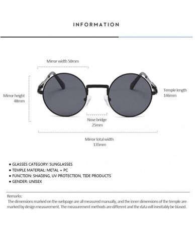 Oversized Unisex Glasses - UV400 Protection Round Vintage Steampunk Sunglasses - Black Frame Red Lens - CF190EZL52Y $18.34