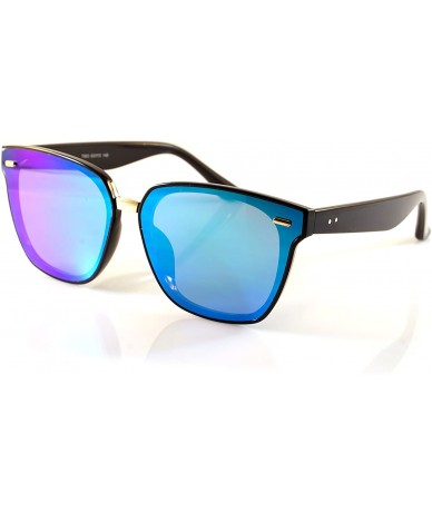 Square Unisex Horn Rimmed Gradient Mirrored Couple Sunglasses A196 - Black/ Green Rv - CK18EIUMOUQ $23.66