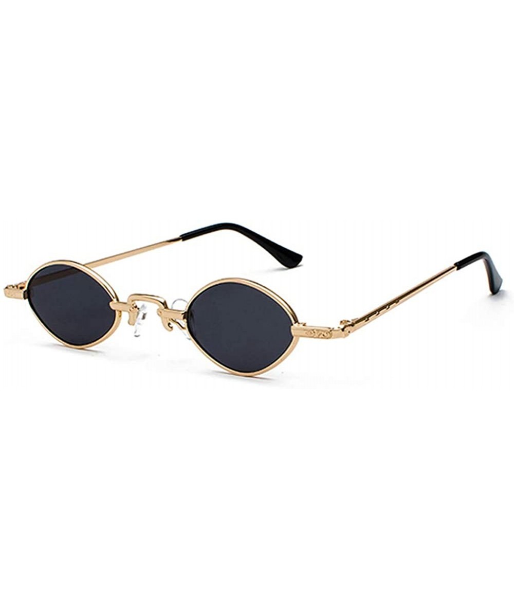 Oval Tiny Sunglasses Men Metal Retro Small Oval Sun Glasses Women Unisex Gift Items - Gold With Black - CV18LS3LWCZ $13.46