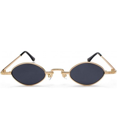 Oval Tiny Sunglasses Men Metal Retro Small Oval Sun Glasses Women Unisex Gift Items - Gold With Black - CV18LS3LWCZ $13.46