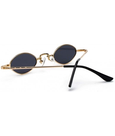 Oval Tiny Sunglasses Men Metal Retro Small Oval Sun Glasses Women Unisex Gift Items - Gold With Black - CV18LS3LWCZ $13.46