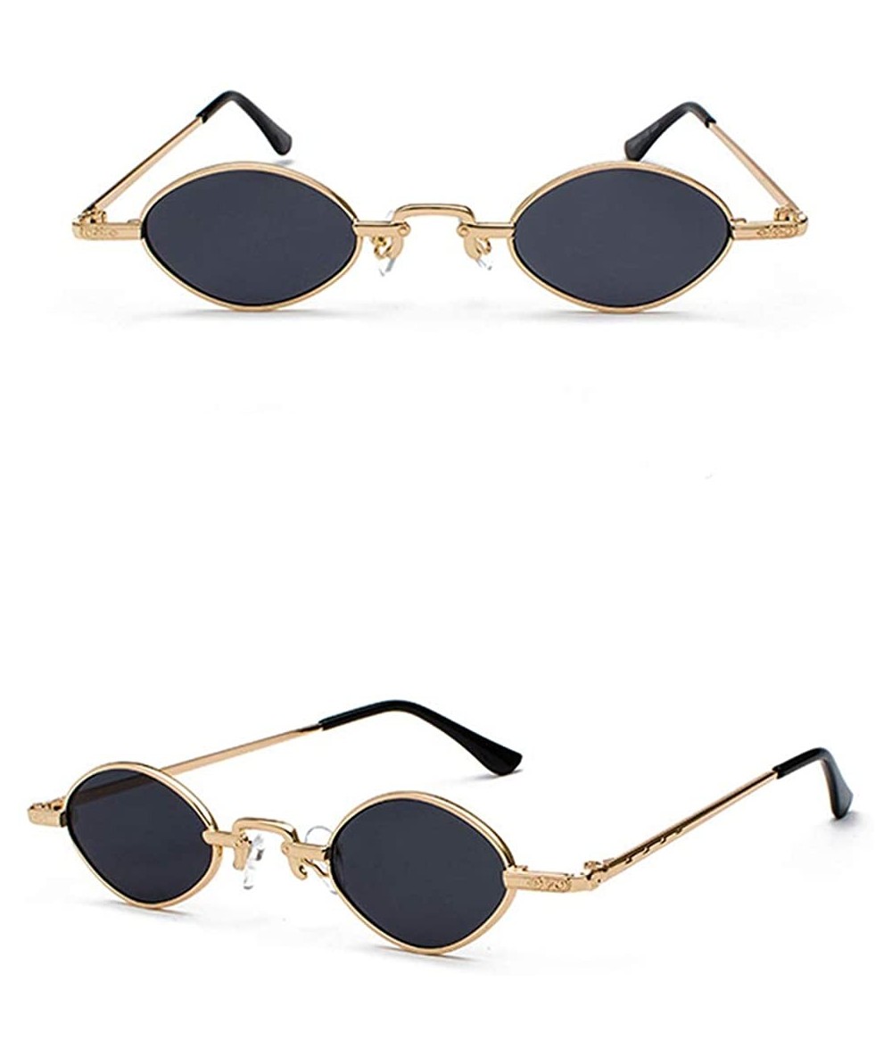 Tiny Sunglasses Men Metal Retro Small Oval Sun Glasses Women Unisex Gift  Items - Gold With Black - CV18LS3LWCZ
