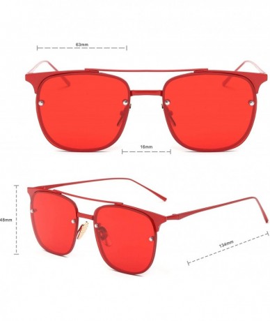 Round Metal Frame Colorful Tinted Lens Aviator Sunglasses1929 - Red - CH18TTYWCER $12.64