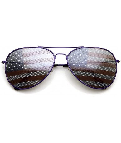 Aviator American Flag USA Classic Teardrop Metal Aviator Sunglasses - Purple - CI11VTLTN4Z $21.34