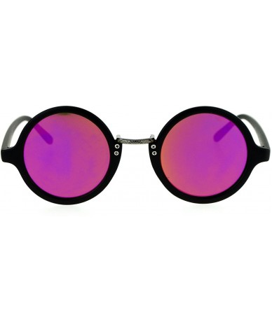 Round Small Snug Flat Color Mirror Plastic Round Circle Retro Sunglasses - Matte Black Purple - CD12O9ZQVTM $22.86