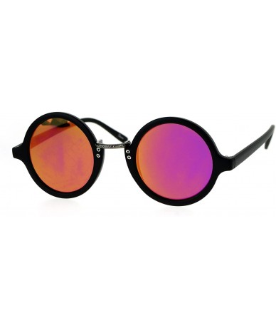 Round Small Snug Flat Color Mirror Plastic Round Circle Retro Sunglasses - Matte Black Purple - CD12O9ZQVTM $10.06
