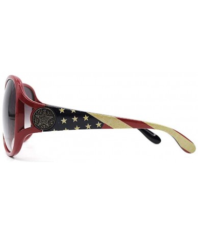 Wayfarer Wayfarer Rhinestone Sunglasses For Women Western UV 400 Protection Shades With Bling - Red-national Flag - C919CDRZO...