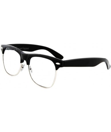 Rimless Fashion Black Glasses Semi Rimless Unisex Stylish Eyewear - CC119SRLD63 $12.09