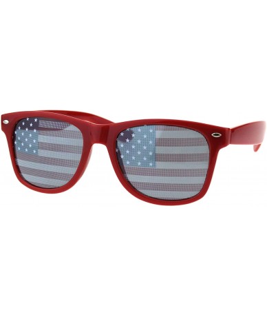 Square USA American Flag Lens Sunglasses Classic Square Frame UV 400 - Red - CP18NUUU7DH $21.59
