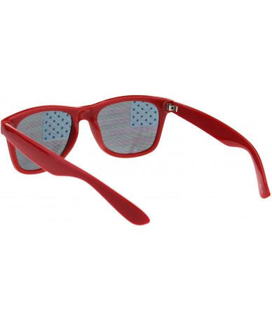 Square USA American Flag Lens Sunglasses Classic Square Frame UV 400 - Red - CP18NUUU7DH $9.36